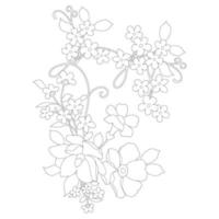 Floral Coloring Pages,Flower Line Arts,Silhouette Art Line Floral Patterns,Outline Black And White Flower Drawing,Contour Botanical Graphics,Floral Design On White Background,Basic Flower Design vector