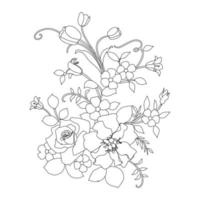 Floral Coloring Pages,Flower Line Arts,Silhouette Art Line Floral Patterns,Outline Black And White Flower Drawing,Contour Botanical Graphics,Floral Design On White Background,Basic Flower Design vector