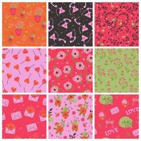 Set of seamless patterns for valentine's day. Vector graphics.