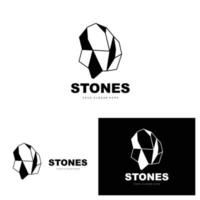 logotipo de piedra, piedra vectorial moderna con estilo de línea geométrica, diseño para decoración estética, producto moderno de marca, icono simple línea de geometría estética abstracta vector