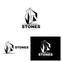 logotipo de piedra, piedra vectorial moderna con estilo de línea geométrica, diseño para decoración estética, producto moderno de marca, icono simple línea de geometría estética abstracta vector