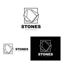 logotipo de piedra, piedra vectorial moderna con estilo de línea geométrica, diseño para decoración estética, producto moderno de marca, icono simple línea de geometría estética abstracta vector