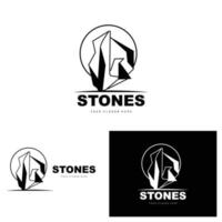 logotipo de piedra, piedra vectorial moderna con estilo de línea geométrica, diseño para decoración estética, producto moderno de marca, icono simple línea de geometría estética abstracta vector