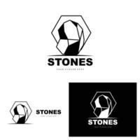 logotipo de piedra, piedra vectorial moderna con estilo de línea geométrica, diseño para decoración estética, producto moderno de marca, icono simple línea de geometría estética abstracta vector