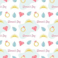 Women Day Seamless Pattern Design with Girl Ornament in Template Hand Drawn Cartoon Flat Illustration vector