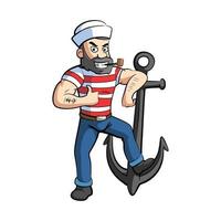 Sailor With Anchor Illustration vector