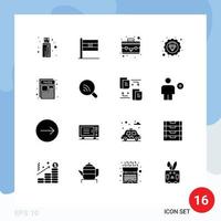 16 Creative Icons Modern Signs and Symbols of search paper portfolio page marketing seo Editable Vector Design Elements