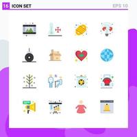 16 Universal Flat Colors Set for Web and Mobile Applications bathyscaph puzzle camping rope line education Editable Pack of Creative Vector Design Elements