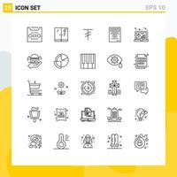 Set of 25 Commercial Lines pack for research computer currency analytic study Editable Vector Design Elements