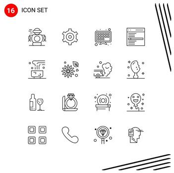 16 Outline concept for Websites Mobile and Apps food and restaurant coffee smart tv user interface Editable Vector Design Elements