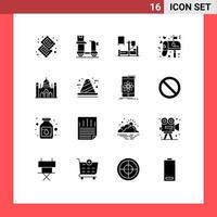 User Interface Pack of 16 Basic Solid Glyphs of mail letter logistic box medicine Editable Vector Design Elements