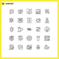 Set of 25 Modern UI Icons Symbols Signs for business panel audio control cabin Editable Vector Design Elements