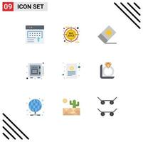 Modern Set of 9 Flat Colors Pictograph of cash receipt money percentage safe deposit Editable Vector Design Elements