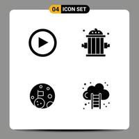 Modern Set of Solid Glyphs Pictograph of video flag user firefighter planet Editable Vector Design Elements