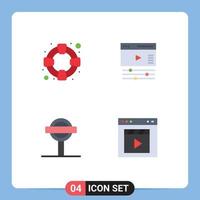 Pack of 4 creative Flat Icons of help board creative web browser Editable Vector Design Elements