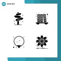 Group of 4 Solid Glyphs Signs and Symbols for beach jewelry sign files atom Editable Vector Design Elements