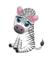 Striped zebra in a wreath of flowers, with a bouquet. Spring is coming vector