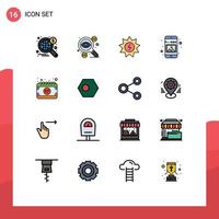 Mobile Interface Flat Color Filled Line Set of 16 Pictograms of picture mobile taxes image power Editable Creative Vector Design Elements