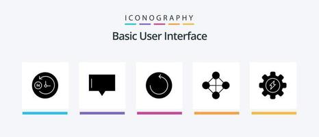 paquete básico de iconos de glifos 5 que incluye . máquina del tiempo. proceso. energía. diseño de iconos creativos vector