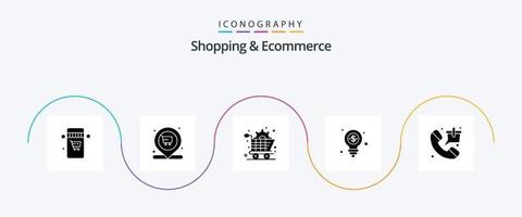 Shopping and Ecommerce Glyph 5 Icon Pack Including phone. bag. commerce. shopping. dollar vector