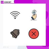 Set of 4 Modern UI Icons Symbols Signs for connection bell recruitment human resource error Editable Vector Design Elements