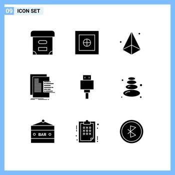 9 Thematic Vector Solid Glyphs and Editable Symbols of file valuation geometry reports data Editable Vector Design Elements