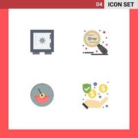 Set of 4 Vector Flat Icons on Grid for lock ampere secure research eletrical Editable Vector Design Elements