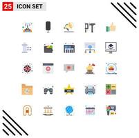 25 User Interface Flat Color Pack of modern Signs and Symbols of like remarks speaker appriciate gear Editable Vector Design Elements