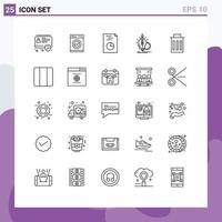 Set of 25 Modern UI Icons Symbols Signs for trash delete hands lightbulb key Editable Vector Design Elements