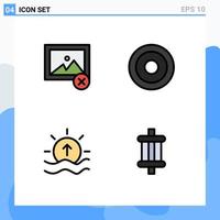 4 Universal Filledline Flat Colors Set for Web and Mobile Applications delete sea basic user sun Editable Vector Design Elements