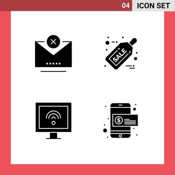 User Interface Solid Glyph Pack of modern Signs and Symbols of block internet email discount tv Editable Vector Design Elements