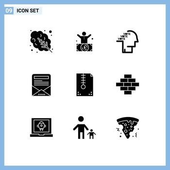 Modern Set of 9 Solid Glyphs and symbols such as archive file newsletter ballot email newsletter speech Editable Vector Design Elements