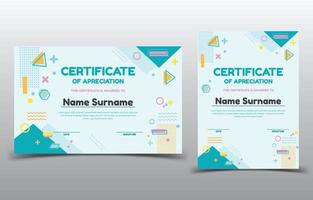 Certificate Template Flat Design Memphis Style vector