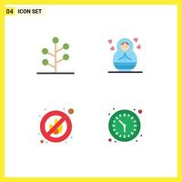 Set of 4 Commercial Flat Icons pack for forest place tree children time Editable Vector Design Elements