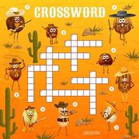 Wild west nut sheriff characters crossword grid vector