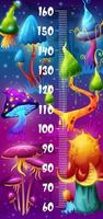 Kids height chart with magic mushrooms in forest vector