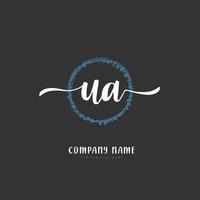 UA Initial handwriting and signature logo design with circle. Beautiful design handwritten logo for fashion, team, wedding, luxury logo. vector