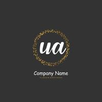 UA Initial handwriting and signature logo design with circle. Beautiful design handwritten logo for fashion, team, wedding, luxury logo. vector