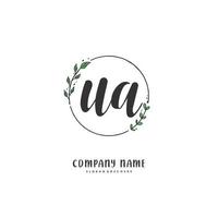 UA Initial handwriting and signature logo design with circle. Beautiful design handwritten logo for fashion, team, wedding, luxury logo. vector