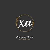 xa Initial handwriting and signature logo design with circle. Beautiful design handwritten logo for fashion, team, wedding, luxury logo. vector