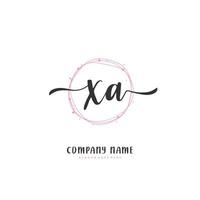 xa Initial handwriting and signature logo design with circle. Beautiful design handwritten logo for fashion, team, wedding, luxury logo. vector