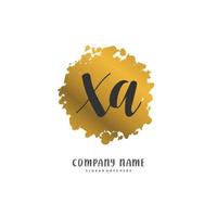 xa Initial handwriting and signature logo design with circle. Beautiful design handwritten logo for fashion, team, wedding, luxury logo. vector