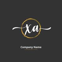 xa Initial handwriting and signature logo design with circle. Beautiful design handwritten logo for fashion, team, wedding, luxury logo. vector