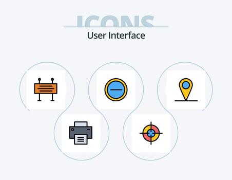 User Interface Line Filled Icon Pack 5 Icon Design. data. user. power. no. cross vector