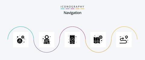 Navigation Glyph 5 Icon Pack Including route. location. direction. target. map pin vector