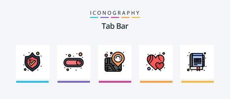 Tab Bar Line Filled 5 Icon Pack Including store. market store. sun. market. new. Creative Icons Design vector
