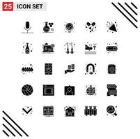 Set of 25 Vector Solid Glyphs on Grid for celebration medicine education tablet capsule Editable Vector Design Elements