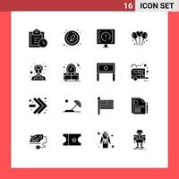 Pictogram Set of 16 Simple Solid Glyphs of professions heart customer wedding bloone Editable Vector Design Elements