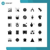 Pack of 25 Modern Solid Glyphs Signs and Symbols for Web Print Media such as plumber line target gas pipeline Editable Vector Design Elements