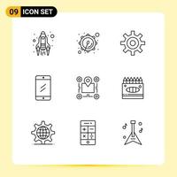 Set of 9 Modern UI Icons Symbols Signs for chip location interface study chat Editable Vector Design Elements